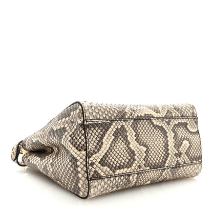 Fendi Snakeskin Shiny Nappa Mini Peekaboo Iconic Satchel Daisy Roccia Camelia 4 of 9