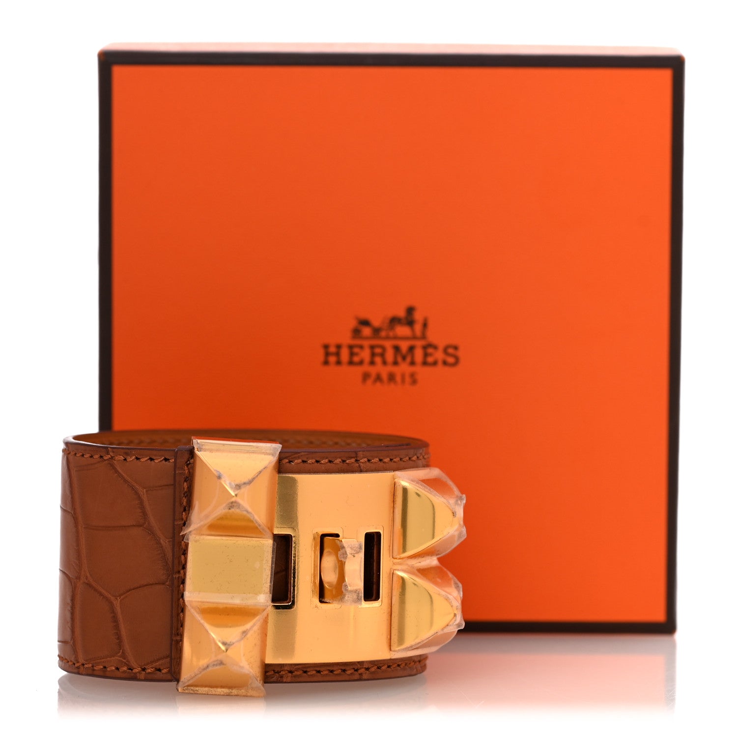 Hermes Matte Alligator Collier De Chien CDC Bracelet T3 Gold 6 of 6