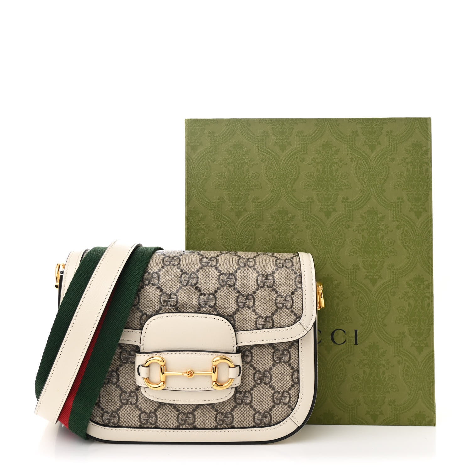 Gucci GG Supreme Monogram Web Mini Horsebit 1955 Shoulder Bag Beige Mystic White 11 of 11