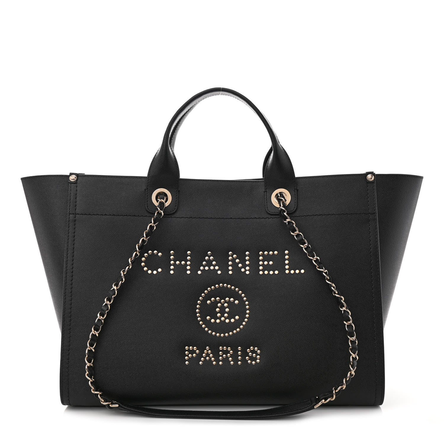 Chanel Caviar Large Studded Deauville Tote Black 1 of 10