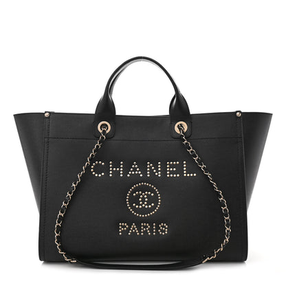 Chanel Caviar Large Studded Deauville Tote Black 1 of 10