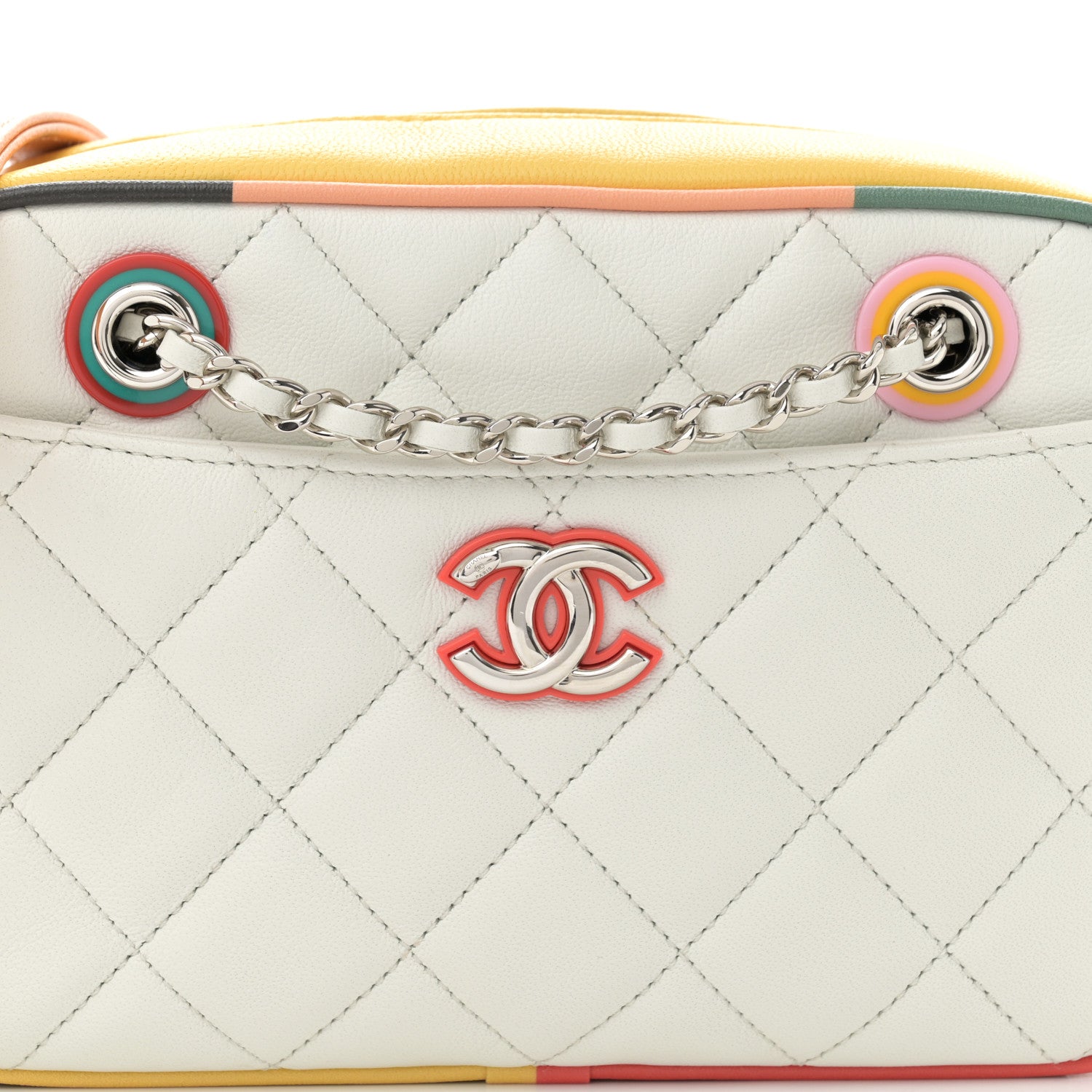 Chanel Calfskin Quilted Cuba Camera Bag White Multicolor 8 of 10