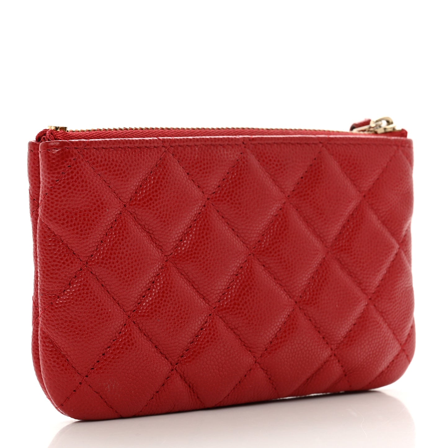 Caviar Quilted Small Cosmetic Case Red