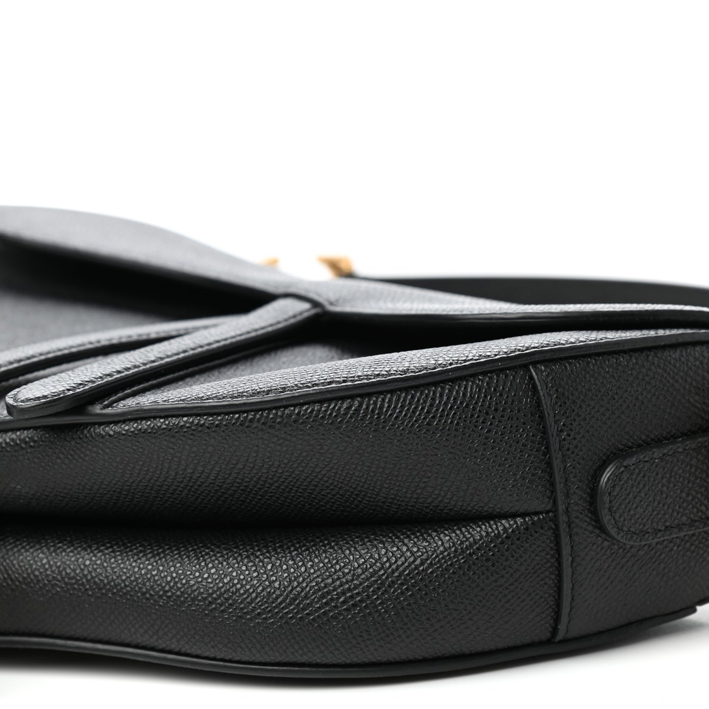 Grained Calfskin Saddle Bag Black