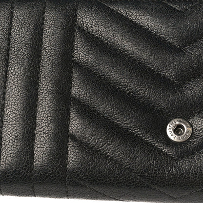 Saint Laurent Lambskin Mixed Matelasse Quilted Large Monogram Envelope Wallet Black 14 of 16