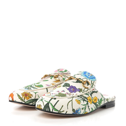 Gucci Canvas Flora Womens Princetown Slippers 36 White Multicolor 3 of 9