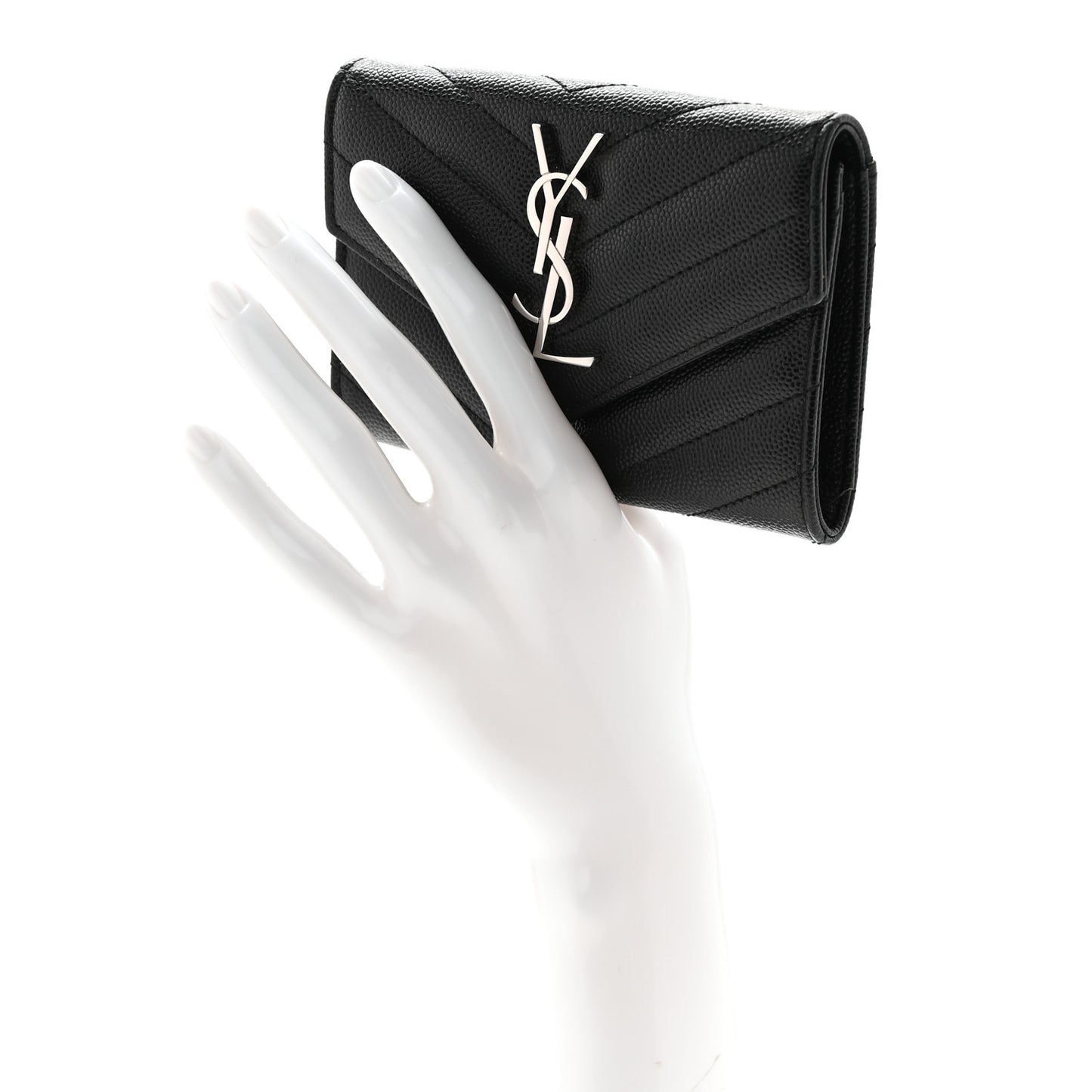 Grain De Poudre Matelasse Chevron Small Monogram Envelope Wallet Black