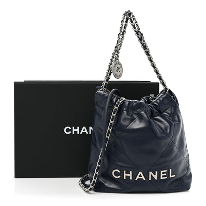Chanel Shiny Calfskin Quilted Mini Chanel 22 Navy Blue 10 of 10