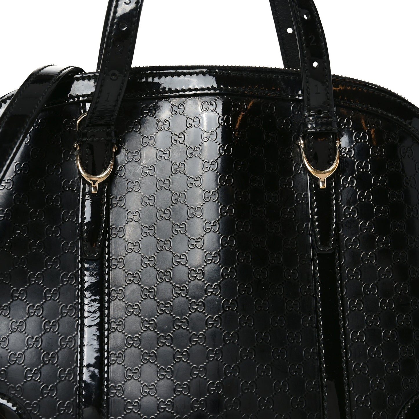 Patent Microguccissima Small Nice Top Handle Dome Bag Black