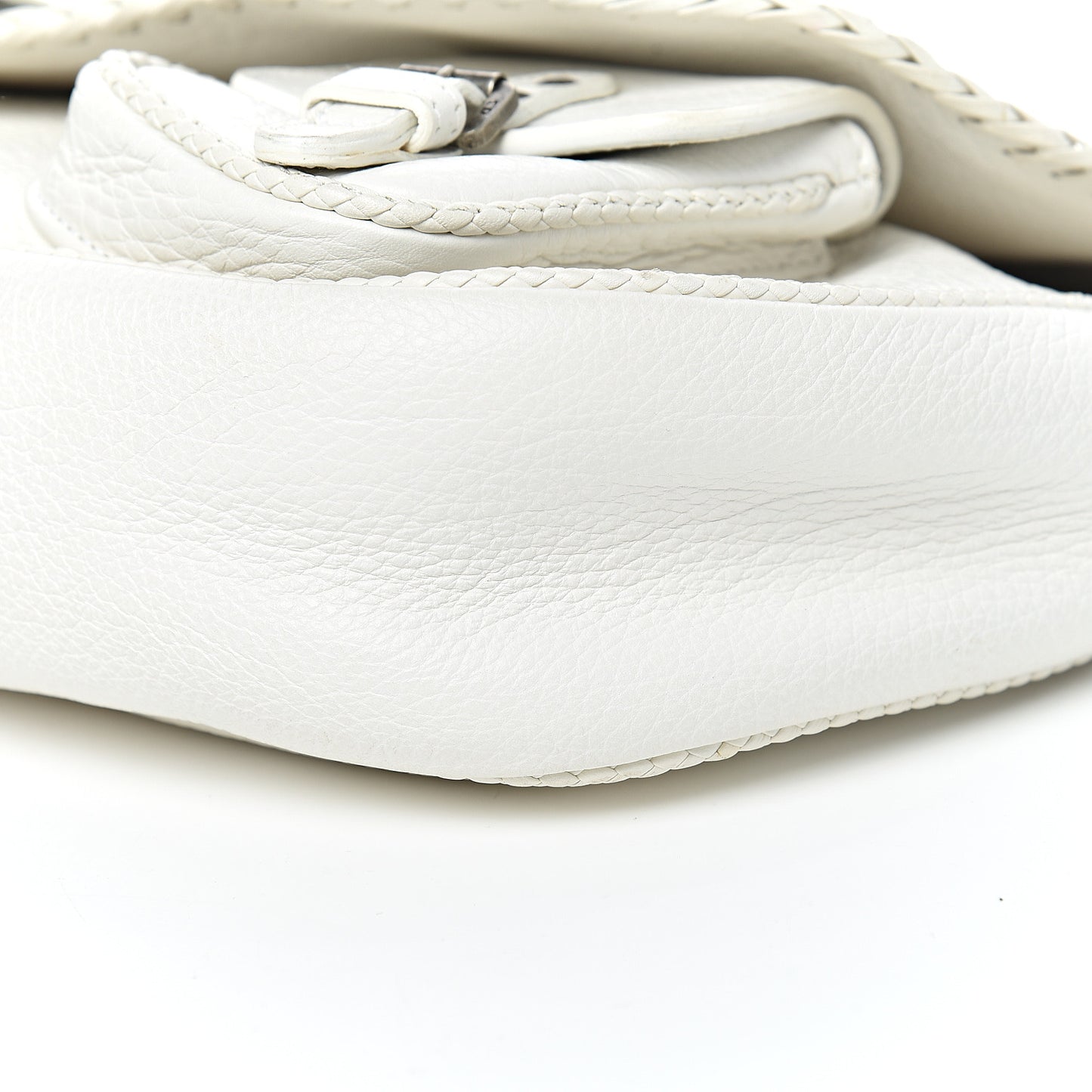 Calfskin Braided Gaucho Double Saddle Bag White