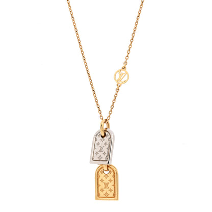 Louis Vuitton Nanogram Name Tag Necklace Gold 4 of 6