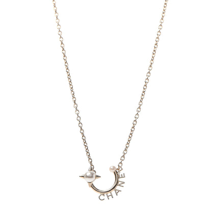 Chanel Pearl Logo Necklace Gold 1 of 4