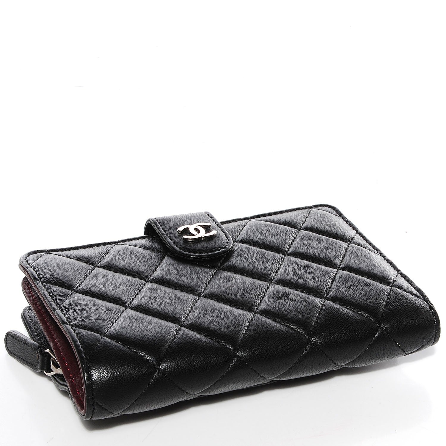 Chanel Lambskin Quilted Large Zip Pocket Wallet Black 5 of 10