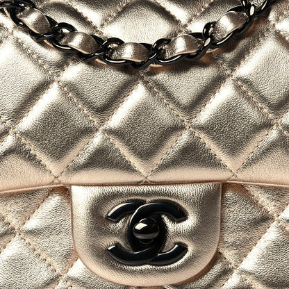 Chanel Metallic Lambskin Quilted Mini Square Flap Gold Black 8 of 11