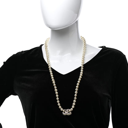 Chanel Metal Pearl Chain CC Long Necklace Gold 2 of 7