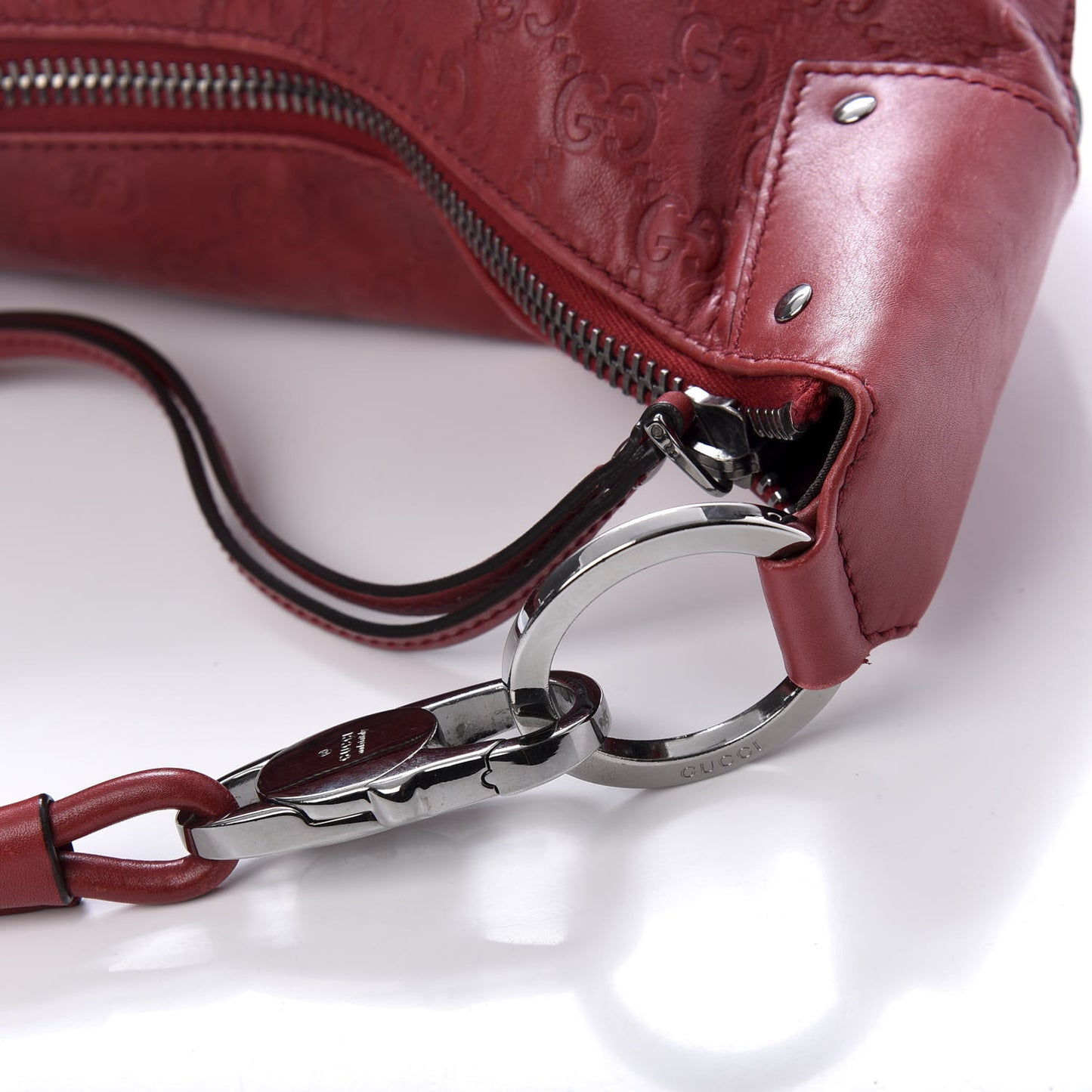 Guccissima Half Moon Bamboo Ring Hobo Red