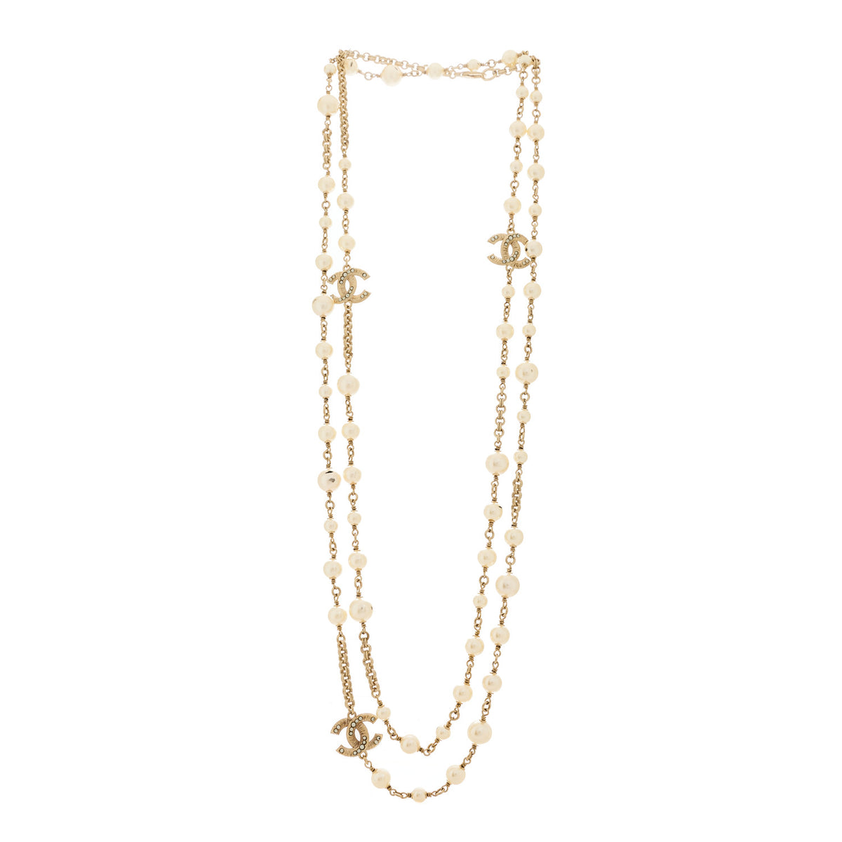 Chanel Pearl CC Long Necklace Gold 3 of 4