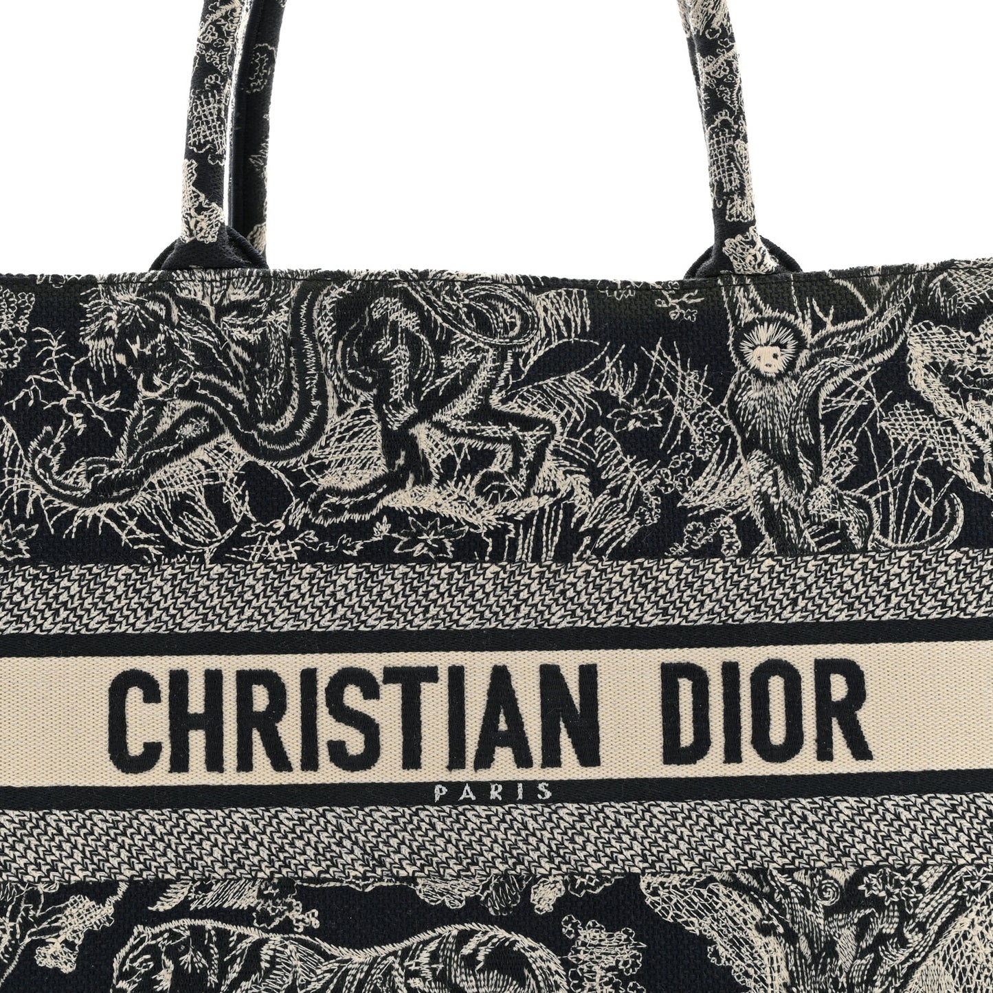 Canvas Embroidered Medium Dioriviera Toile De Jouy Reverse Book Tote Blue