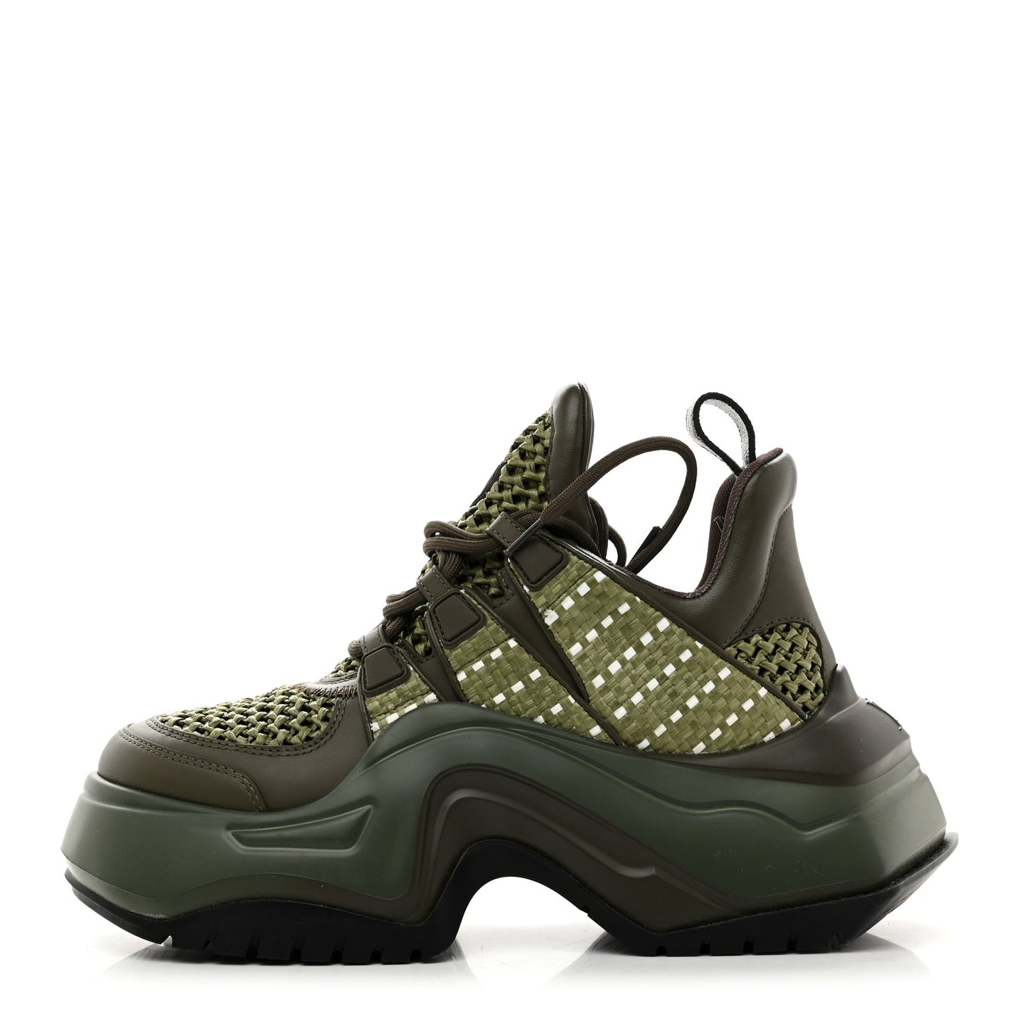 Calfskin Raffia LV Archlight 2.0 Platform Sneakers 37 Kaki