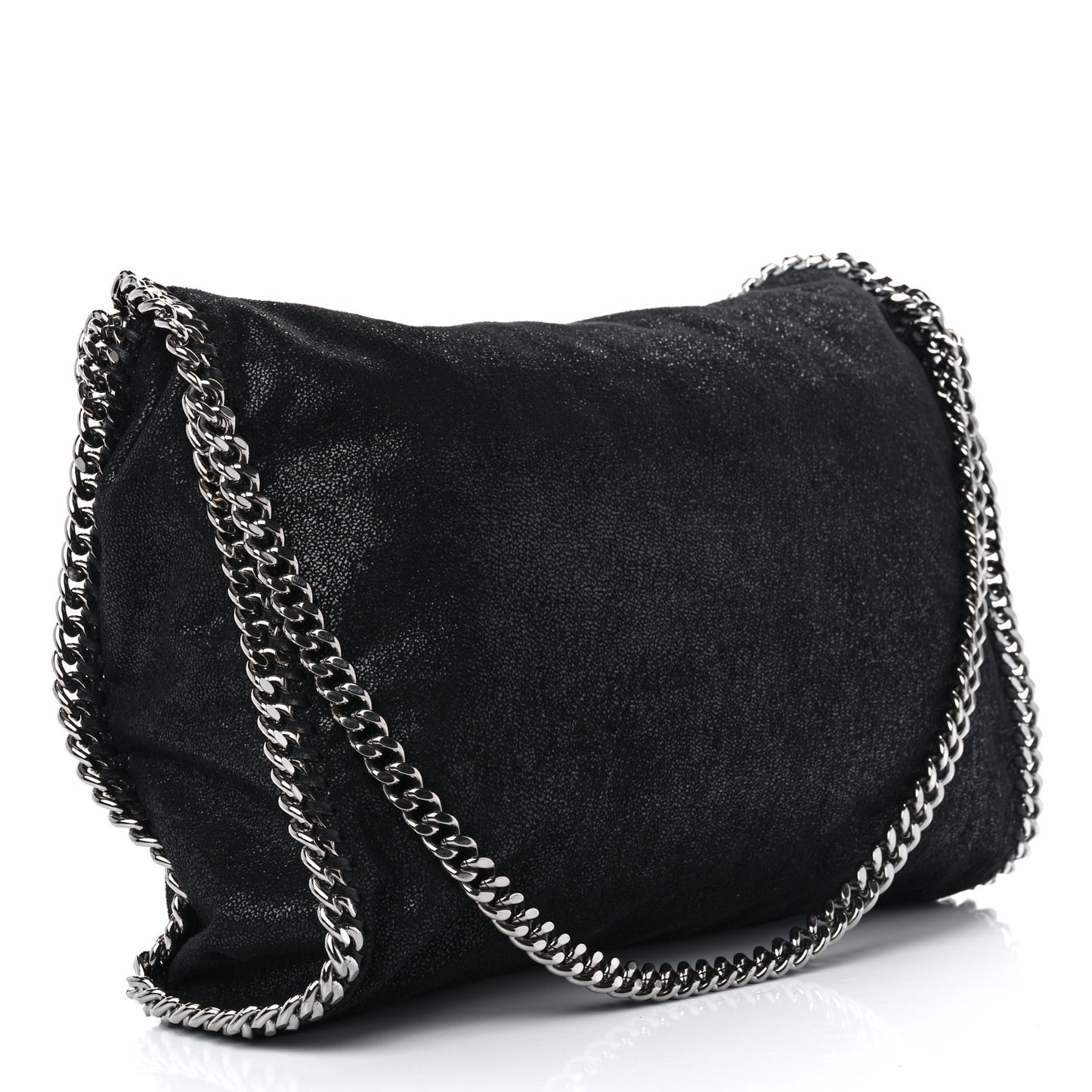 STELLA MCCARTNEY Shaggy Deer Falabella Fold Over Tote Black