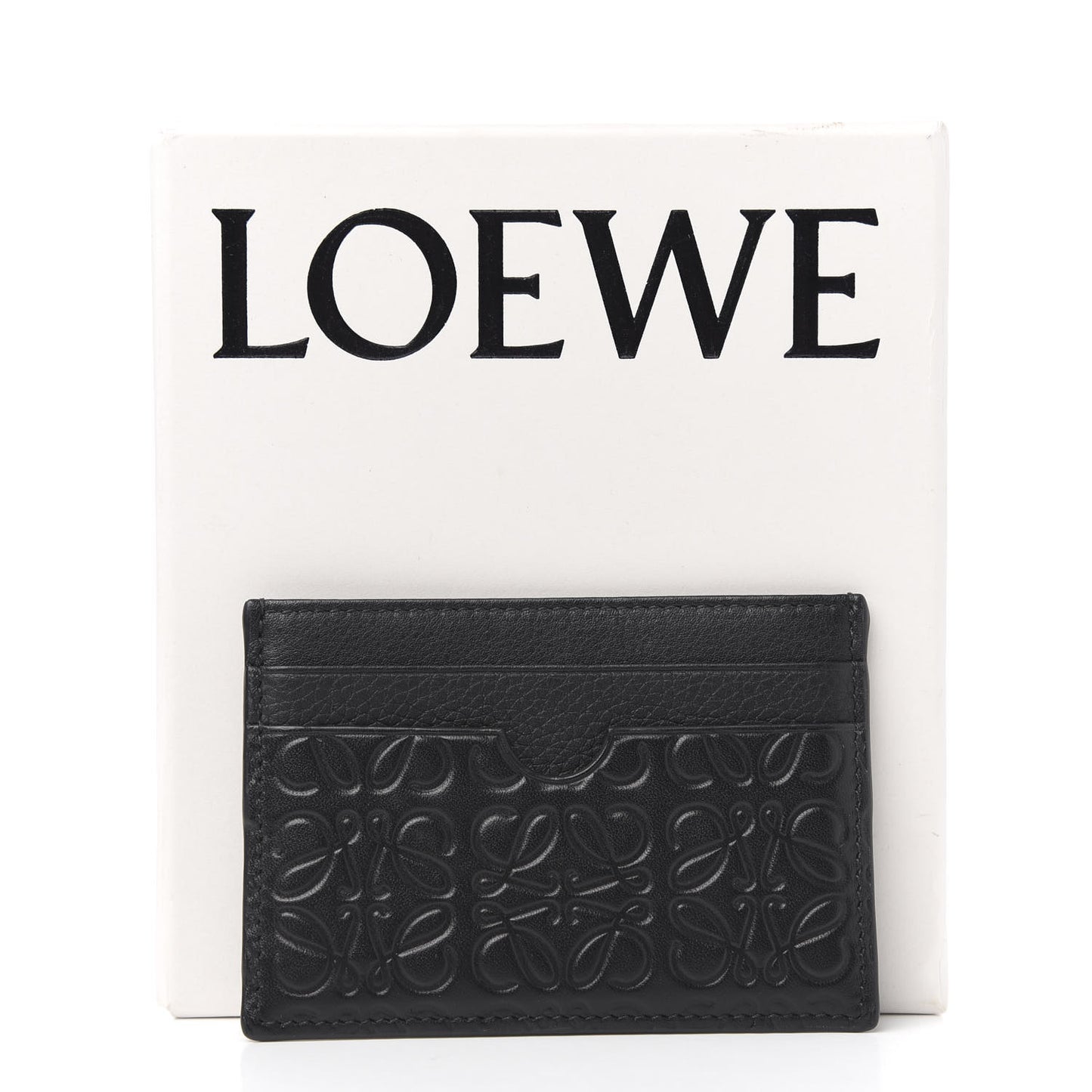 Calfskin Embossed Puzzle Plain Card Holder Black