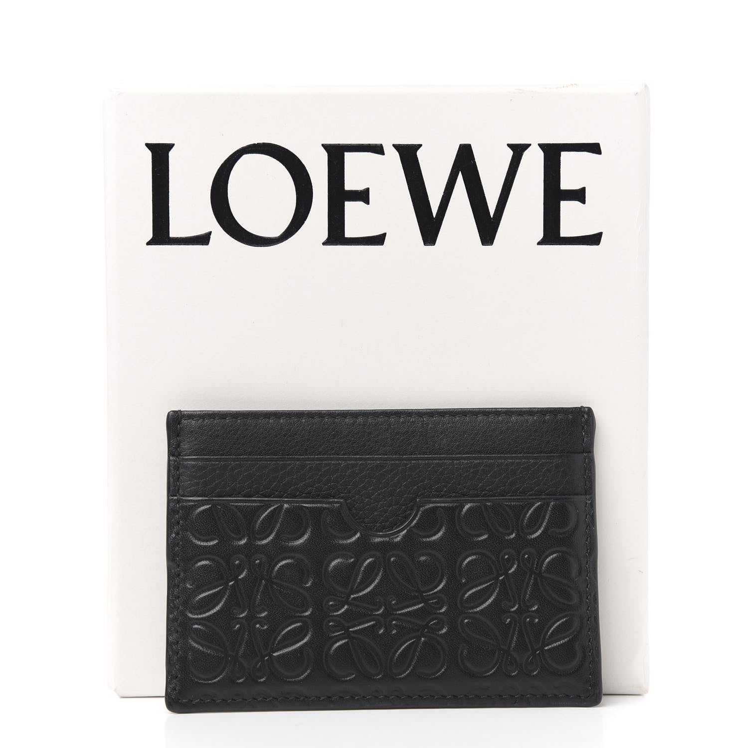 Loewe Calfskin Embossed Puzzle Plain Card Holder Black 6 of 6