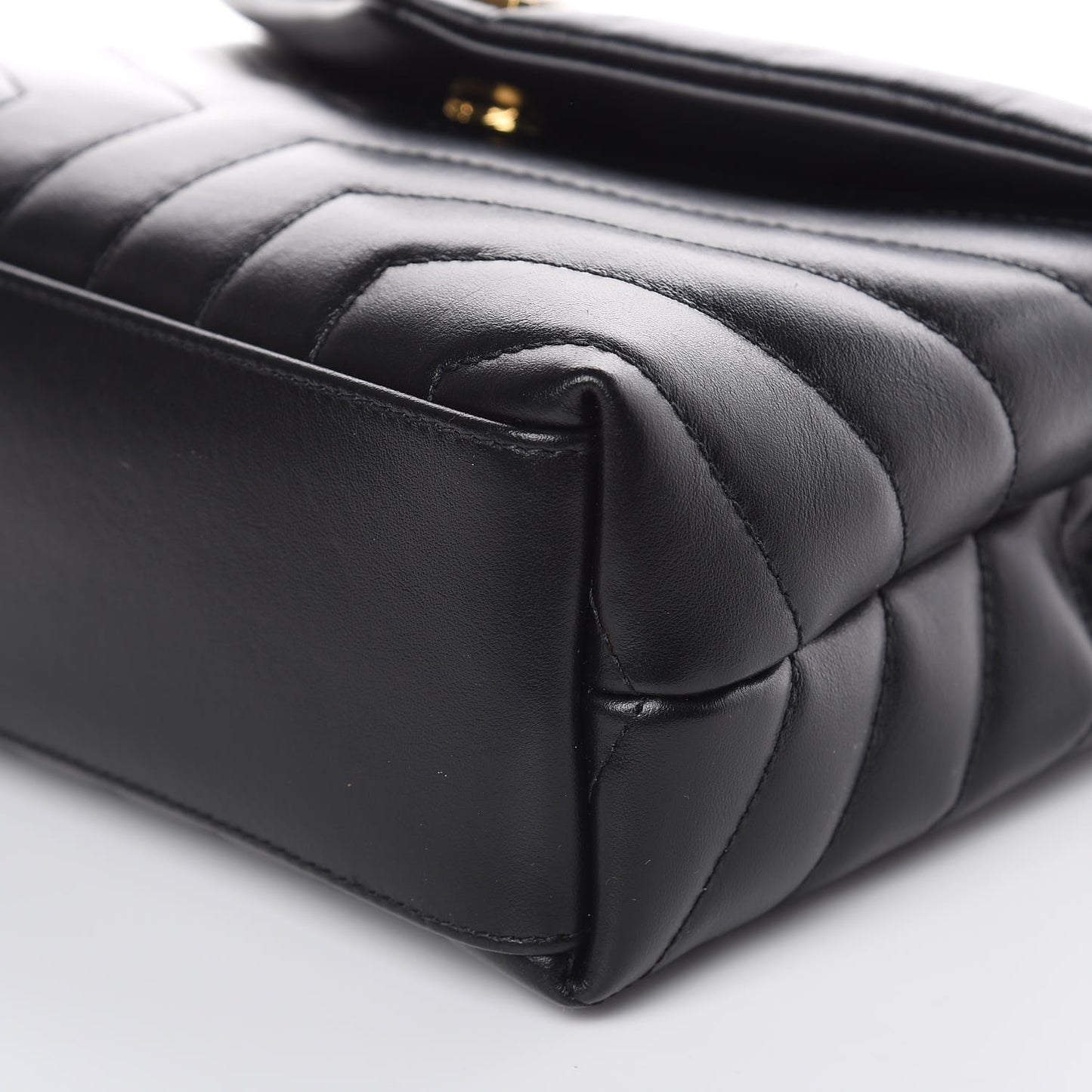 Calfskin Y Quilted Monogram Small Loulou Chain Satchel Black