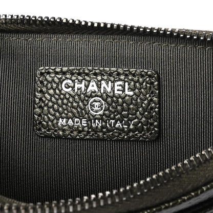 Chanel Caviar Quilted Classic Zip Pouch Dark Green 6 of 7