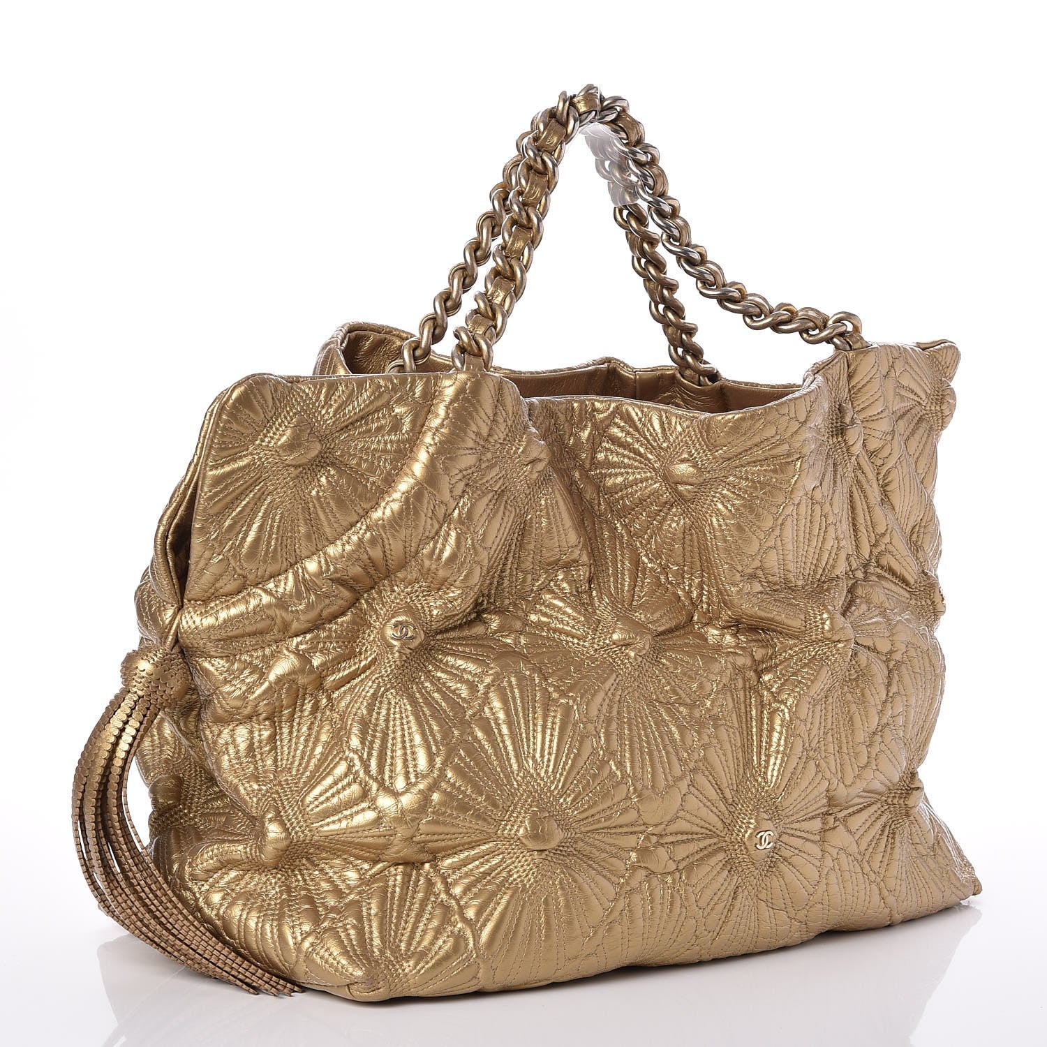 Chanel Calfskin Embroidered Ca D’Oro Tote Gold 3 of 7