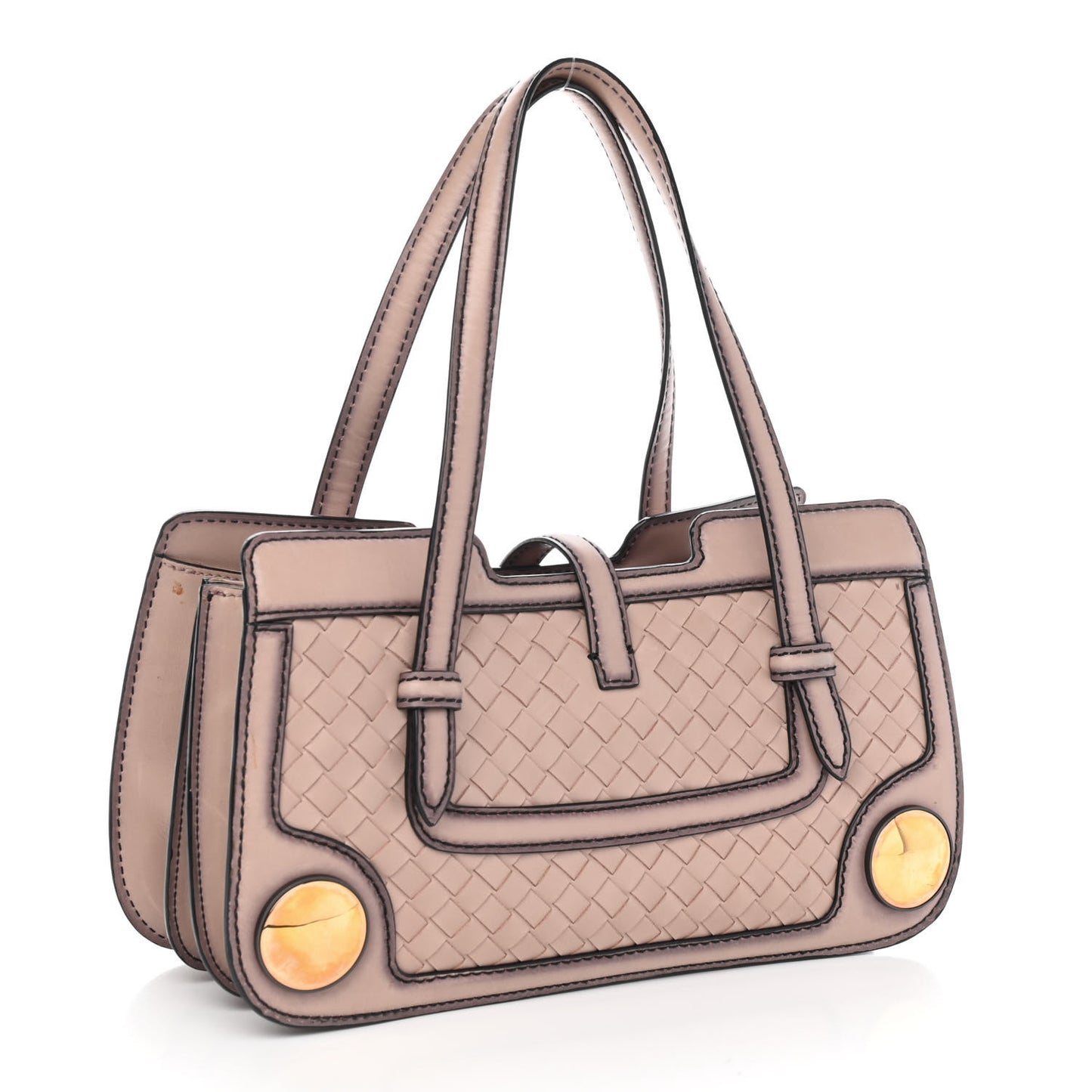 Nappa Intrecciato Double Handle Tote Brown Black