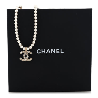 Chanel Pearl Crystal Baguette CC Short Necklace Gold 5 of 5