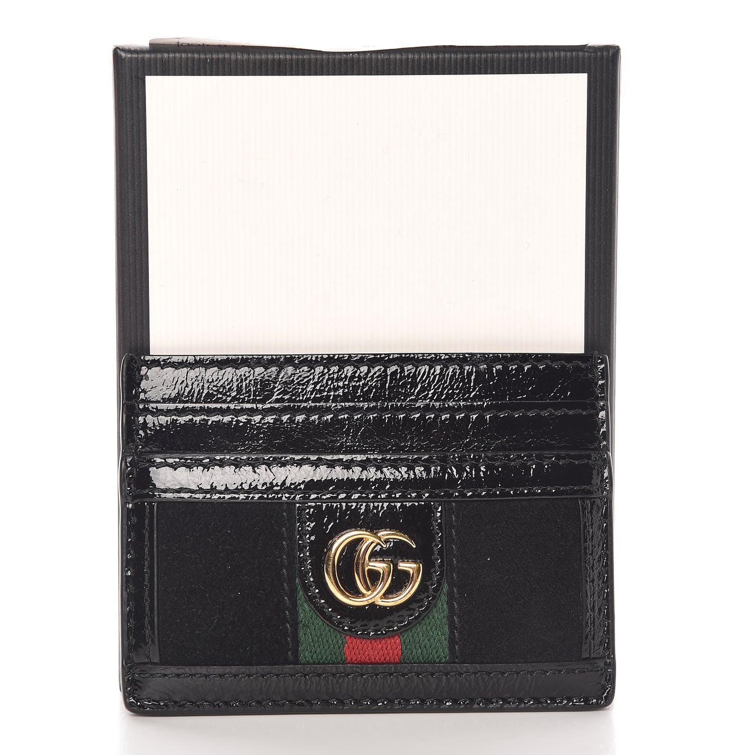 Gucci Suede Patent Web GG Ophidia Card Holder Black 8 of 8