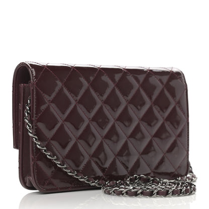 Chanel Patent Quilted Brilliant Wallet On Chain WOC Dark Burgundy 3 of 12