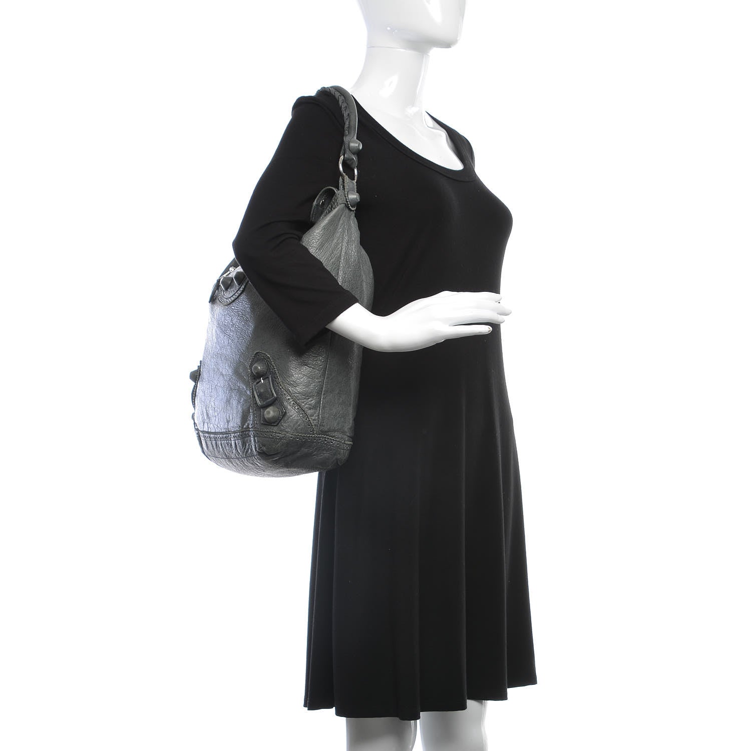 Balenciaga Agneau Giant Brogues Hardware Day Hobo Anthracite 2 of 7