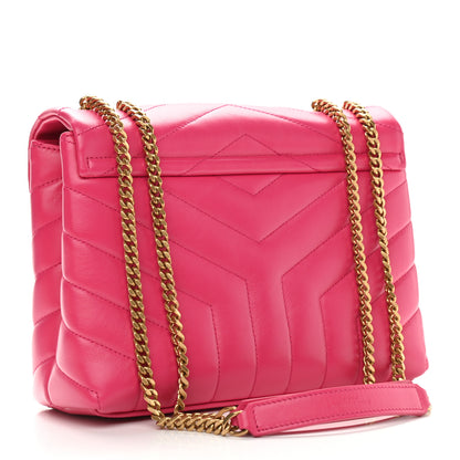 Saint Laurent Calfskin Y Quilted Monogram Small Loulou Chain Satchel Fresh Fuchsia 3 of 11
