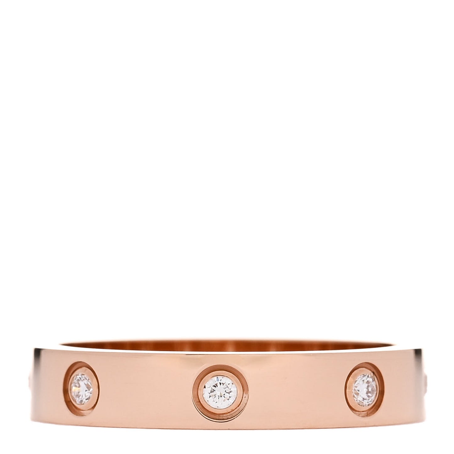 18K Pink Gold 8 Diamond 4mm LOVE Wedding Band Ring 58 8.5