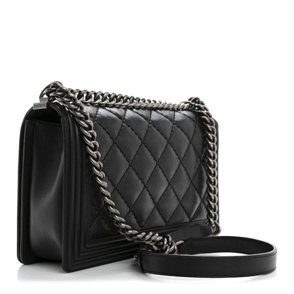 Chanel Calfskin Quilted Double Stitch New Medium Boy Flap Black 3 of 15