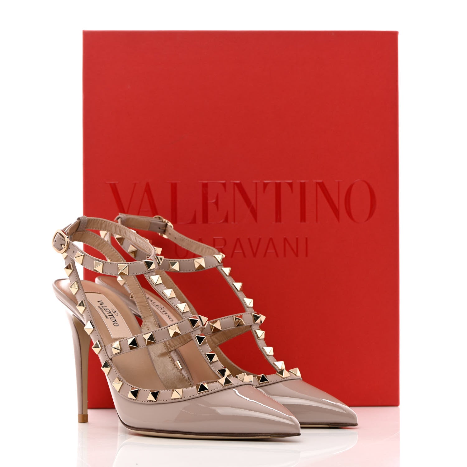 Valentino Garavani Patent Nappa Rockstud Ankle Strap 100mm Pumps 37.5 Poudre 12 of 12