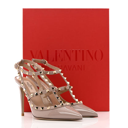 Valentino Garavani Patent Nappa Rockstud Ankle Strap 100mm Pumps 37.5 Poudre 12 of 12