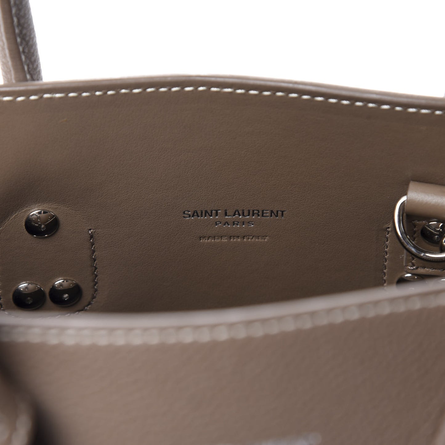 Grained Calfskin Topstich Baby Sac De Jour Taupe