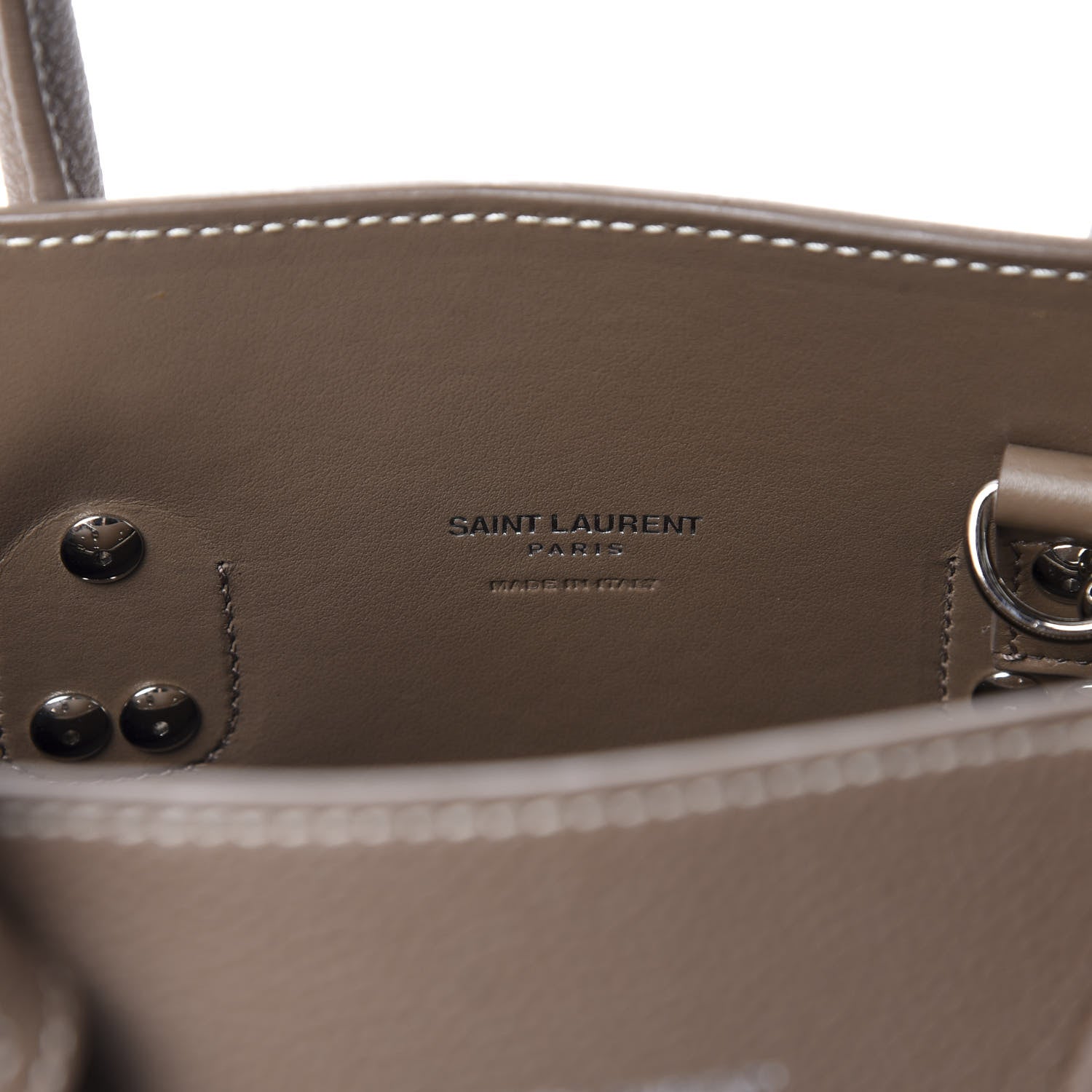 Saint Laurent Grained Calfskin Topstich Baby Sac De Jour Taupe 7 of 9