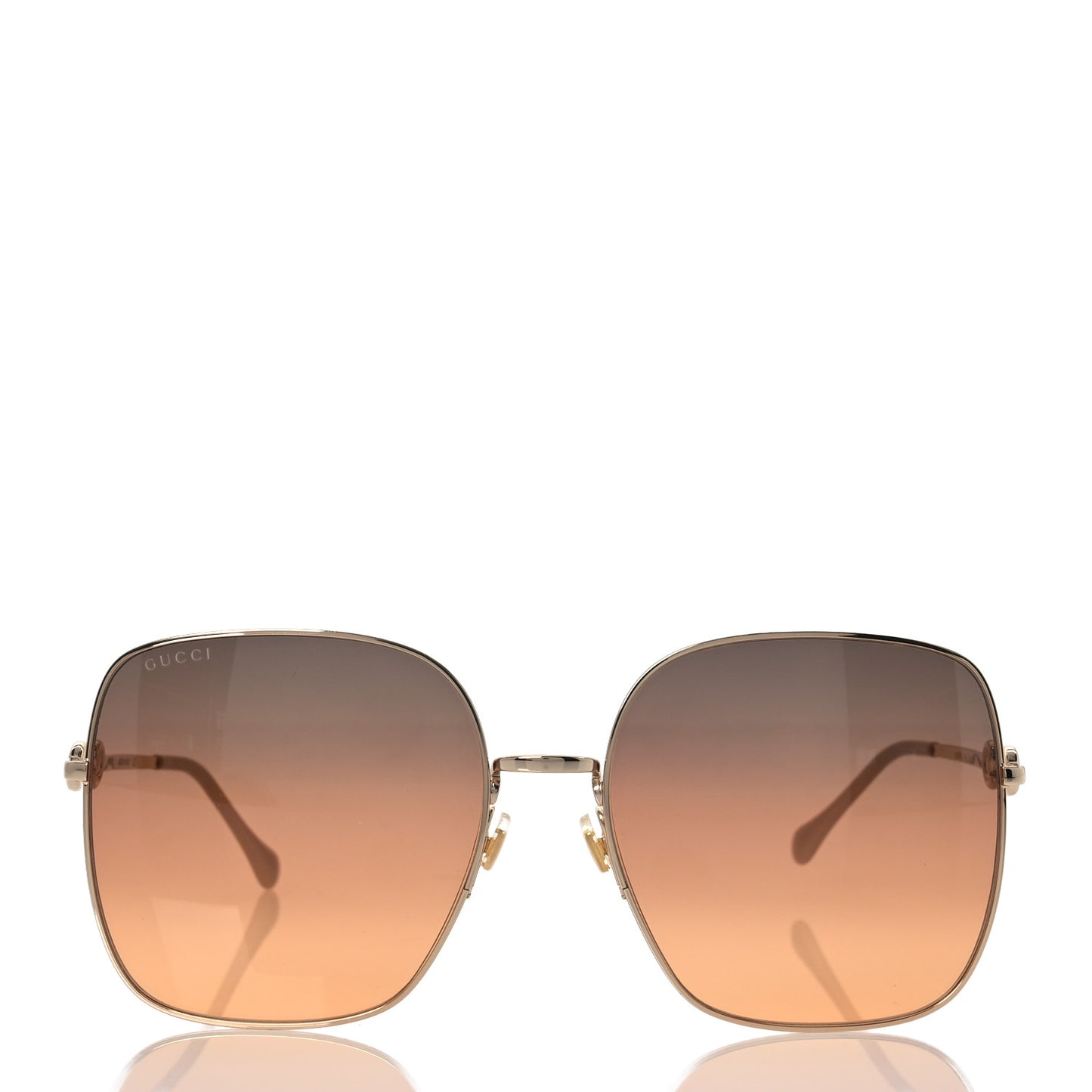 Metal Horsebit Square Frame Sunglasses GG0879S Gold
