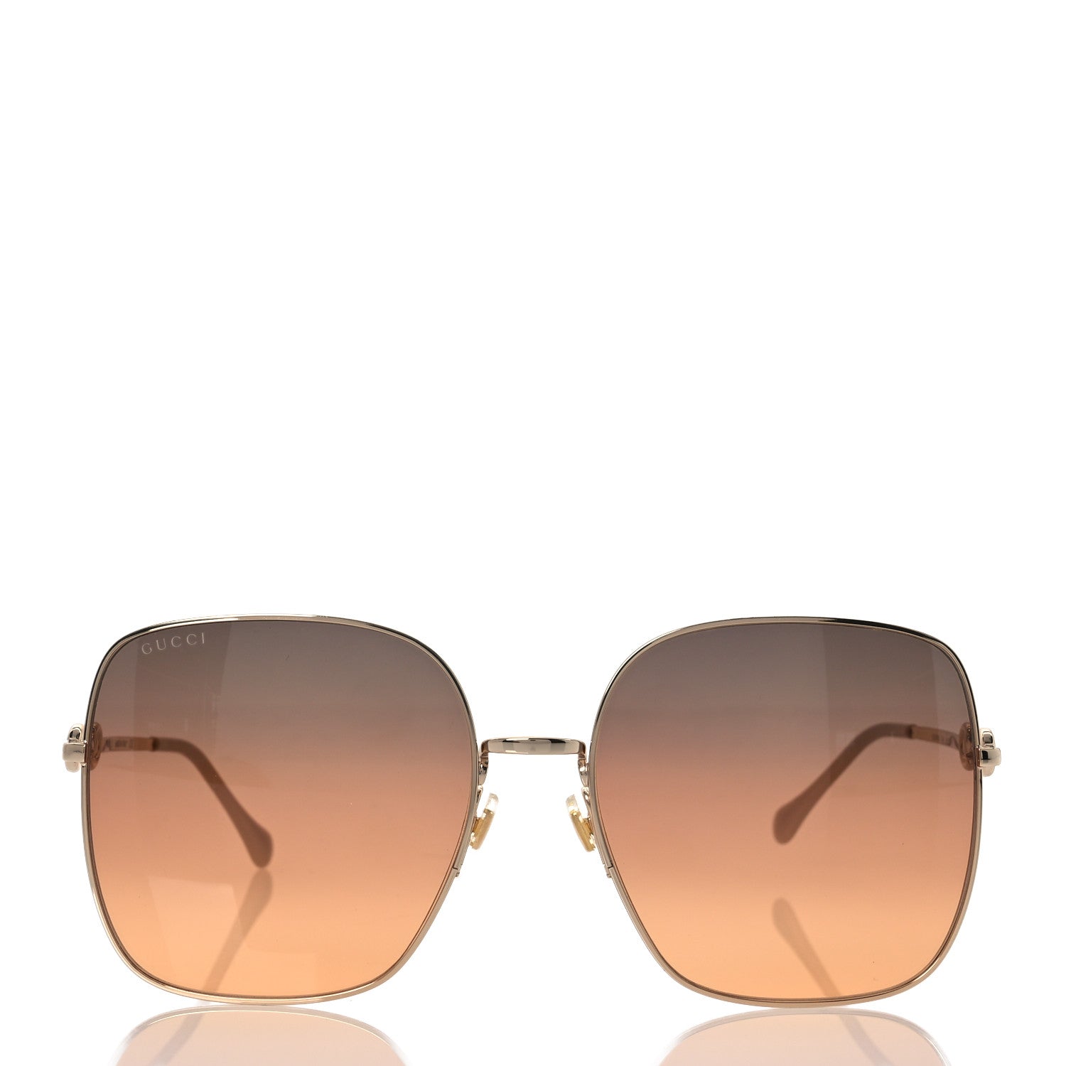 Gucci Metal Horsebit Square Frame Sunglasses GG0879S Gold 2 of 8