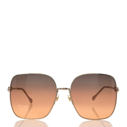 Gucci Metal Horsebit Square Frame Sunglasses GG0879S Gold 2 of 8