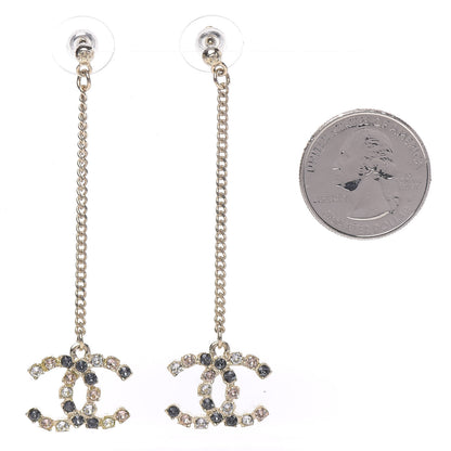Chanel Crystal CC Drop Earrings Pink Grey Gold 2 of 5