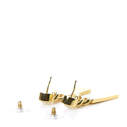 Chanel Crystal Tag Drop Earrings Gold 3 of 5