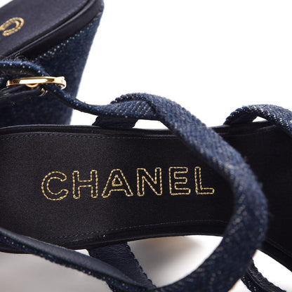Chanel Denim Sandals 37 Dark Blue 7 of 10
