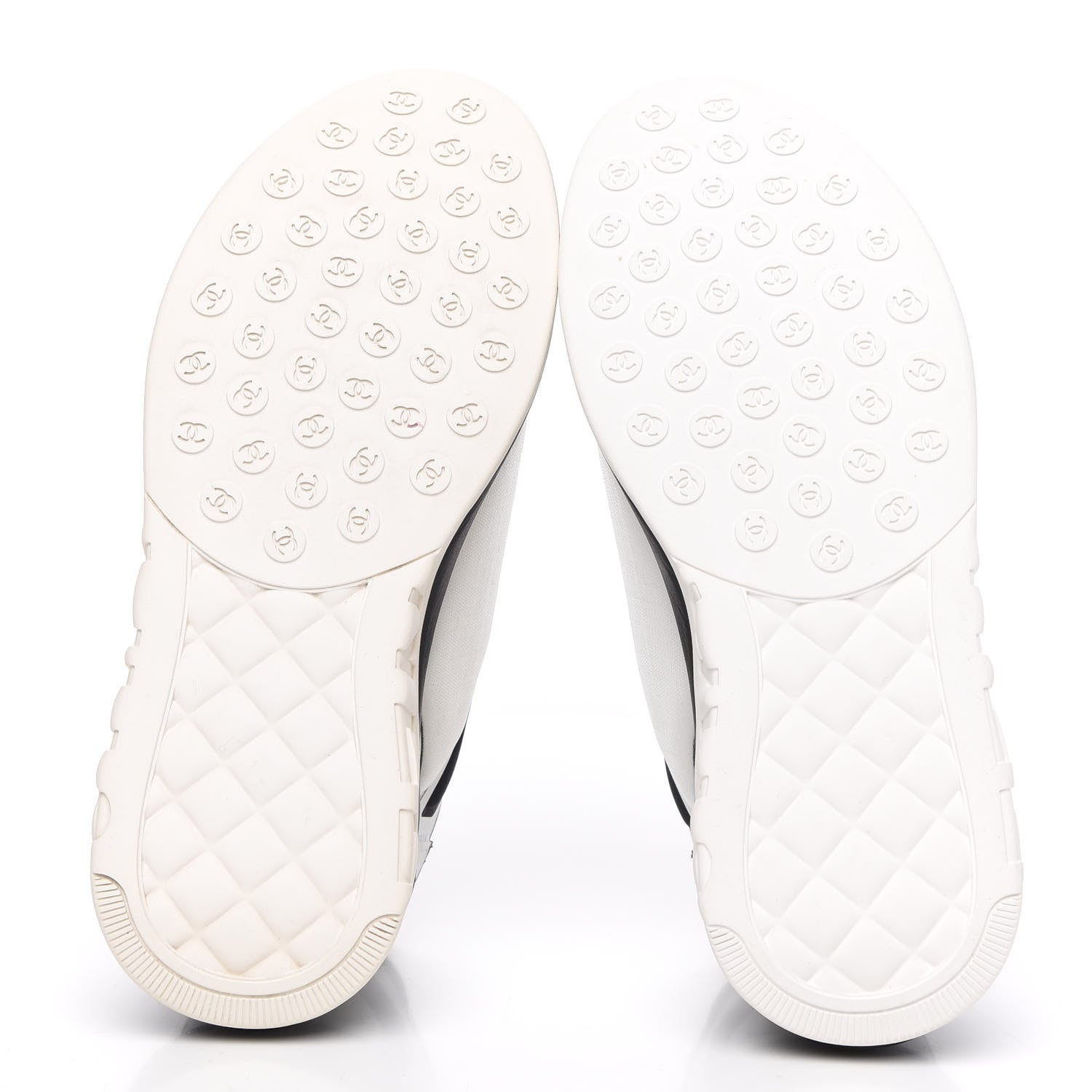 Chanel Lycra Womens CC Sneakers 36.5 White Black 5 of 8