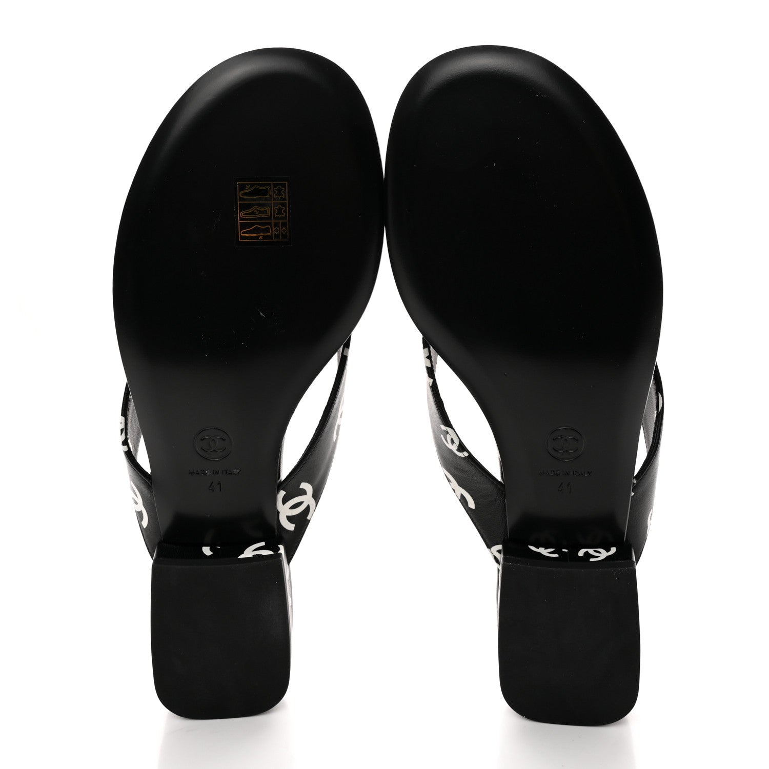 Chanel Printed Lambskin Coco Beach Thong Sandals 41 Black White 5 of 14