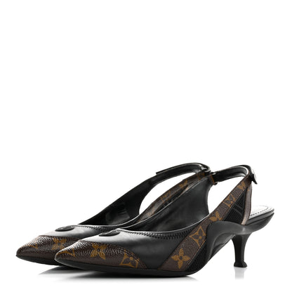 Louis Vuitton Patent Monogram Archlight Slingback Pumps 38 Black 4 of 12